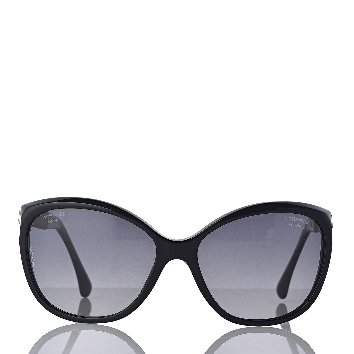 Crystal Baguette Polarized Cat Eye Sunglasses 5309-B Black