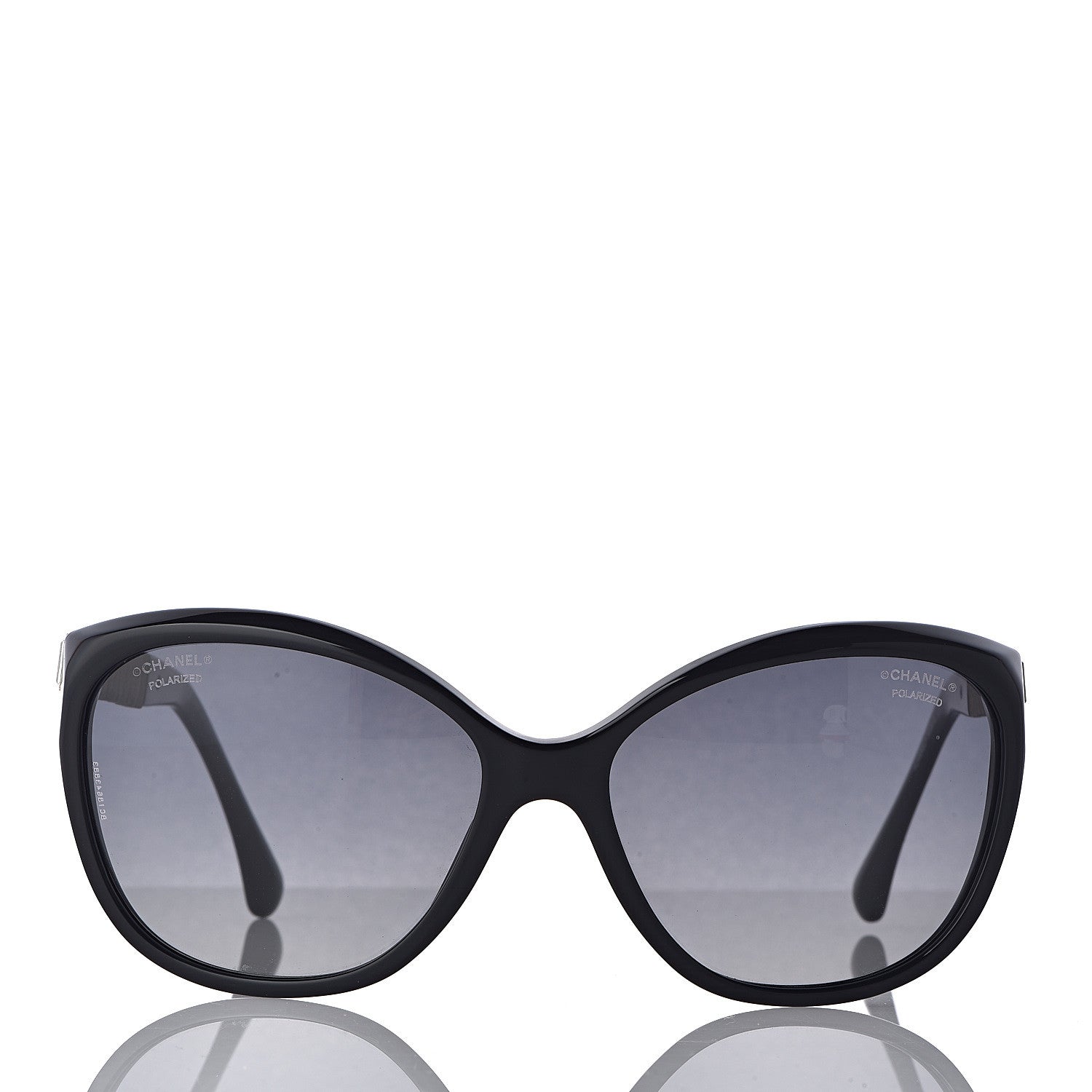 Chanel Crystal Baguette Polarized Cat Eye Sunglasses 5309-B Black 2 of 8