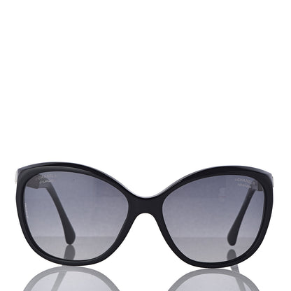 Chanel Crystal Baguette Polarized Cat Eye Sunglasses 5309-B Black 2 of 8