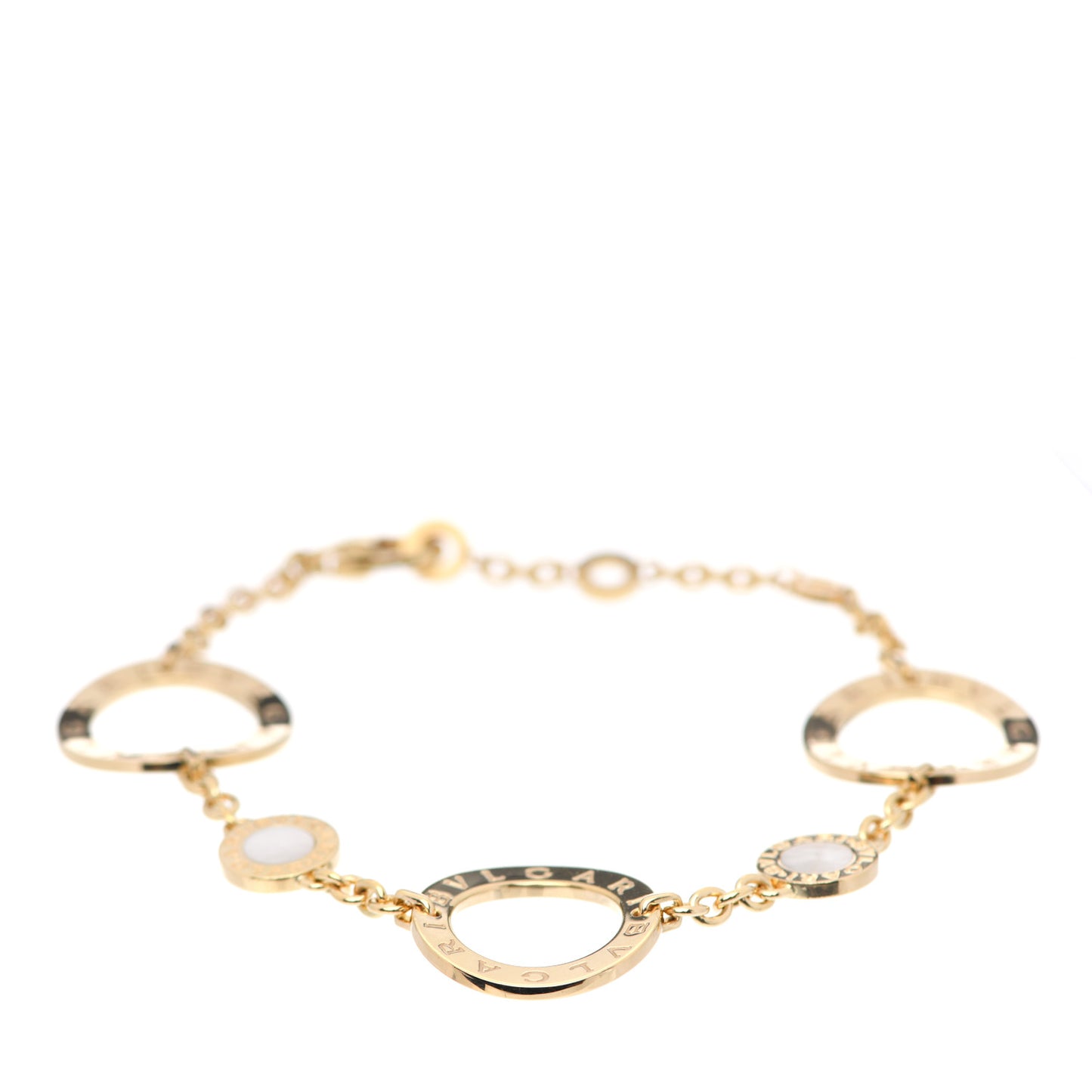 18K Yellow Gold Mother of Pearl Signature Chain Bracelet