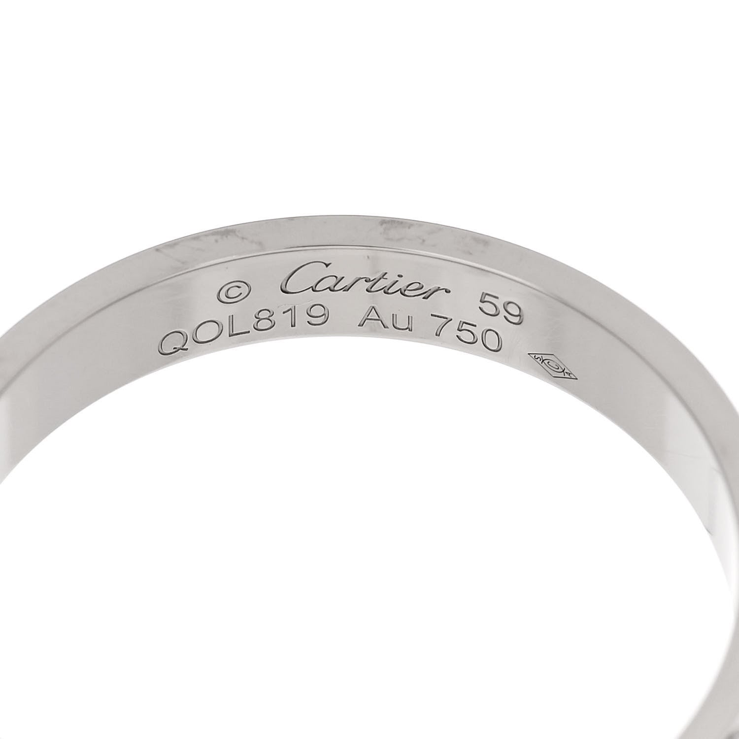 Cartier 18K White Gold 3.5mm LOVE Wedding Band Ring 59 8.75 4 of 5
