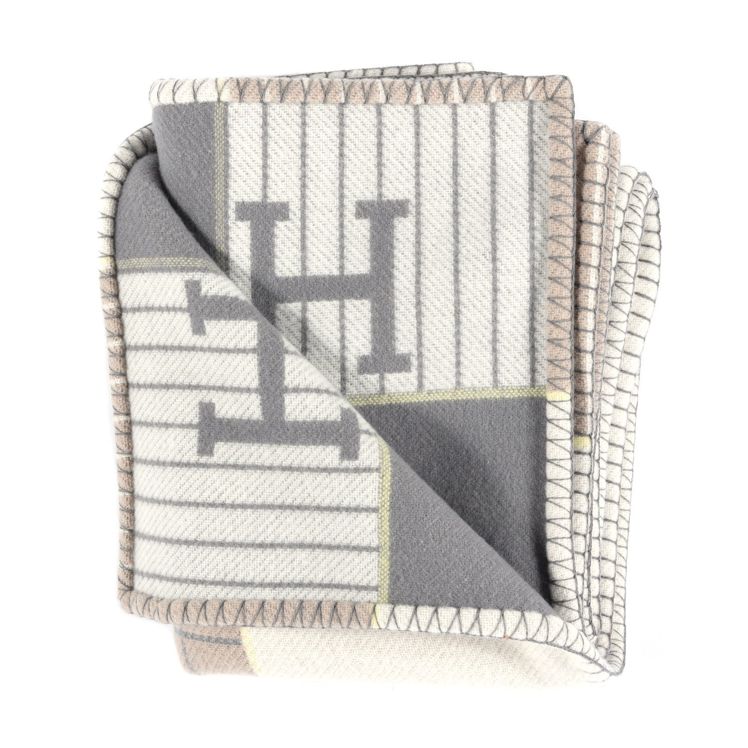 Hermes Wool Cashmere Avalon Passe-Passe Blanket Naturel 2 of 3