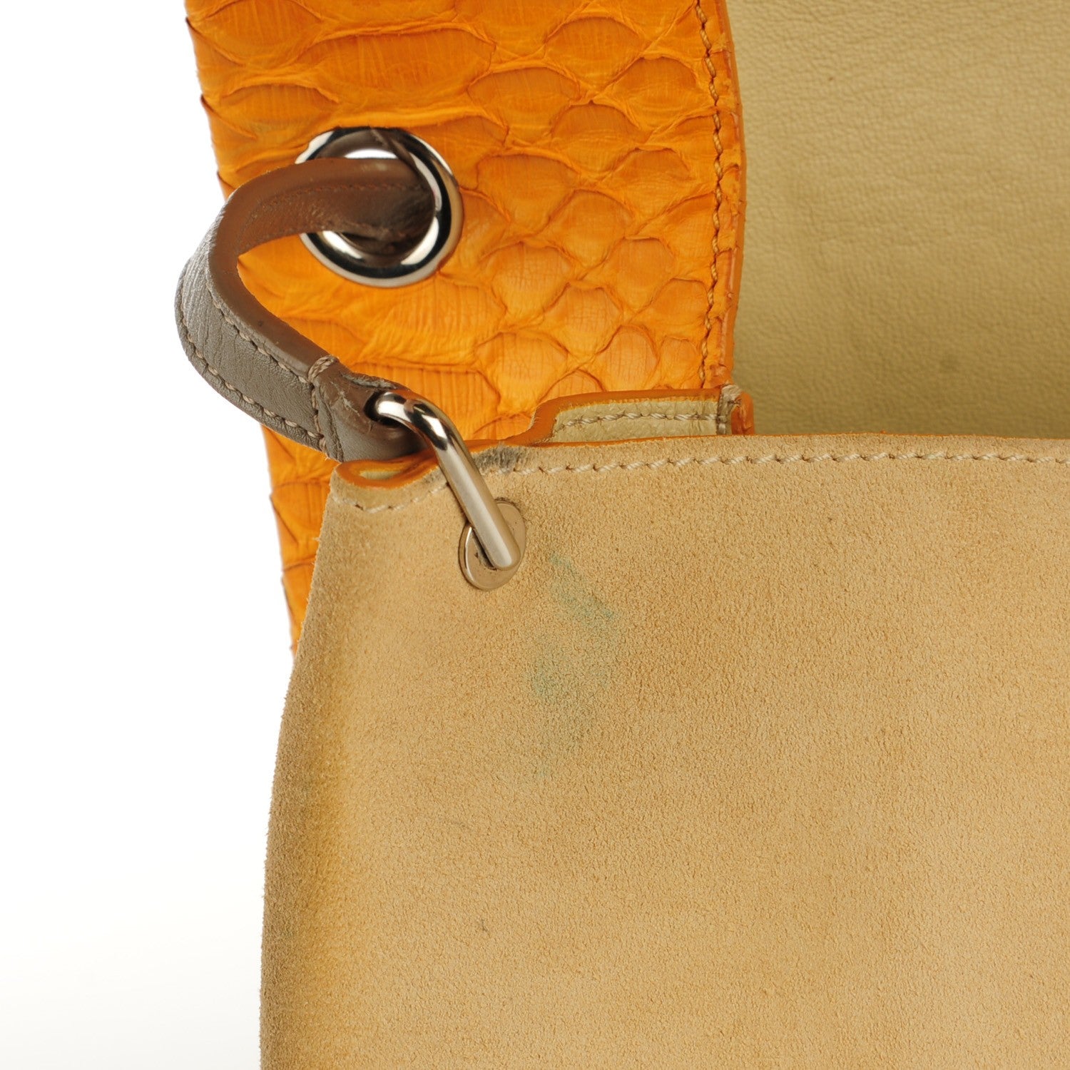 Celine Python Smooth Calfskin All Soft Shoulder Bag Saffron 6 of 8