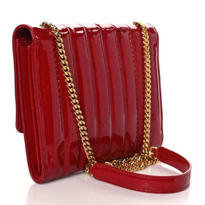 Saint Laurent Patent Calfskin Matelasse Vicky Chain Wallet Rouge Eros 2 of 8