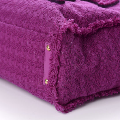 Chanel Wool Tweed Large Zipped Shopping Tote Magenta 7 of 10