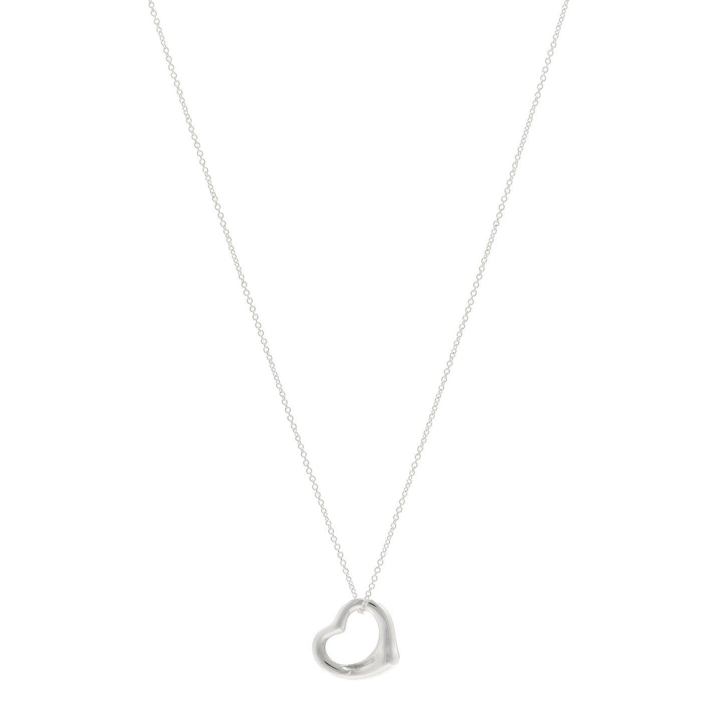 Sterling Silver 16mm Elsa Peretti Open Heart Pendant Necklace