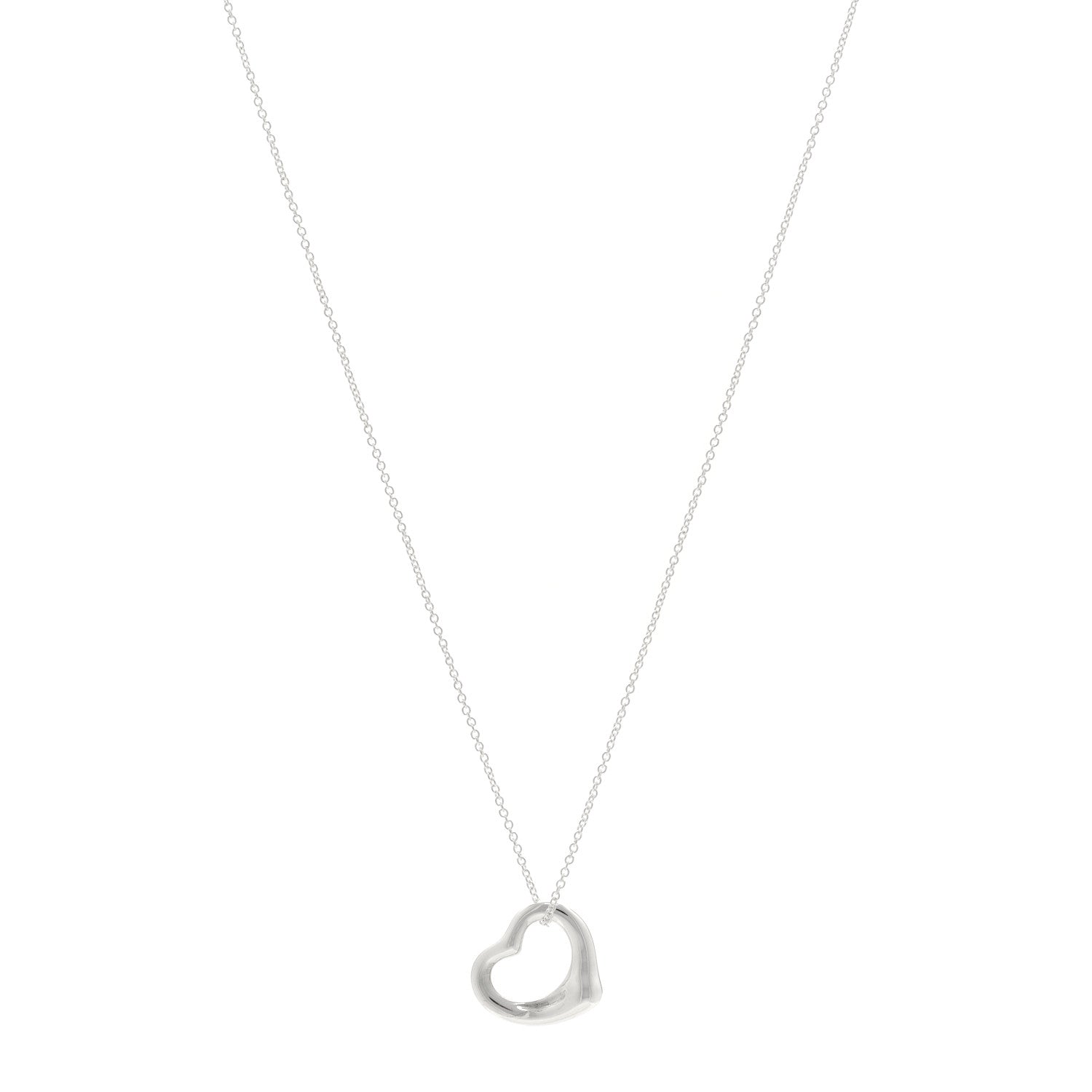 Tiffany Sterling Silver 16mm Elsa Peretti Open Heart Pendant Necklace 1 of 6