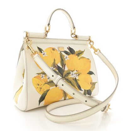 Dolce & Gabbana Dauphine Lemon Print Medium Miss Sicily Satchel White 3 of 17
