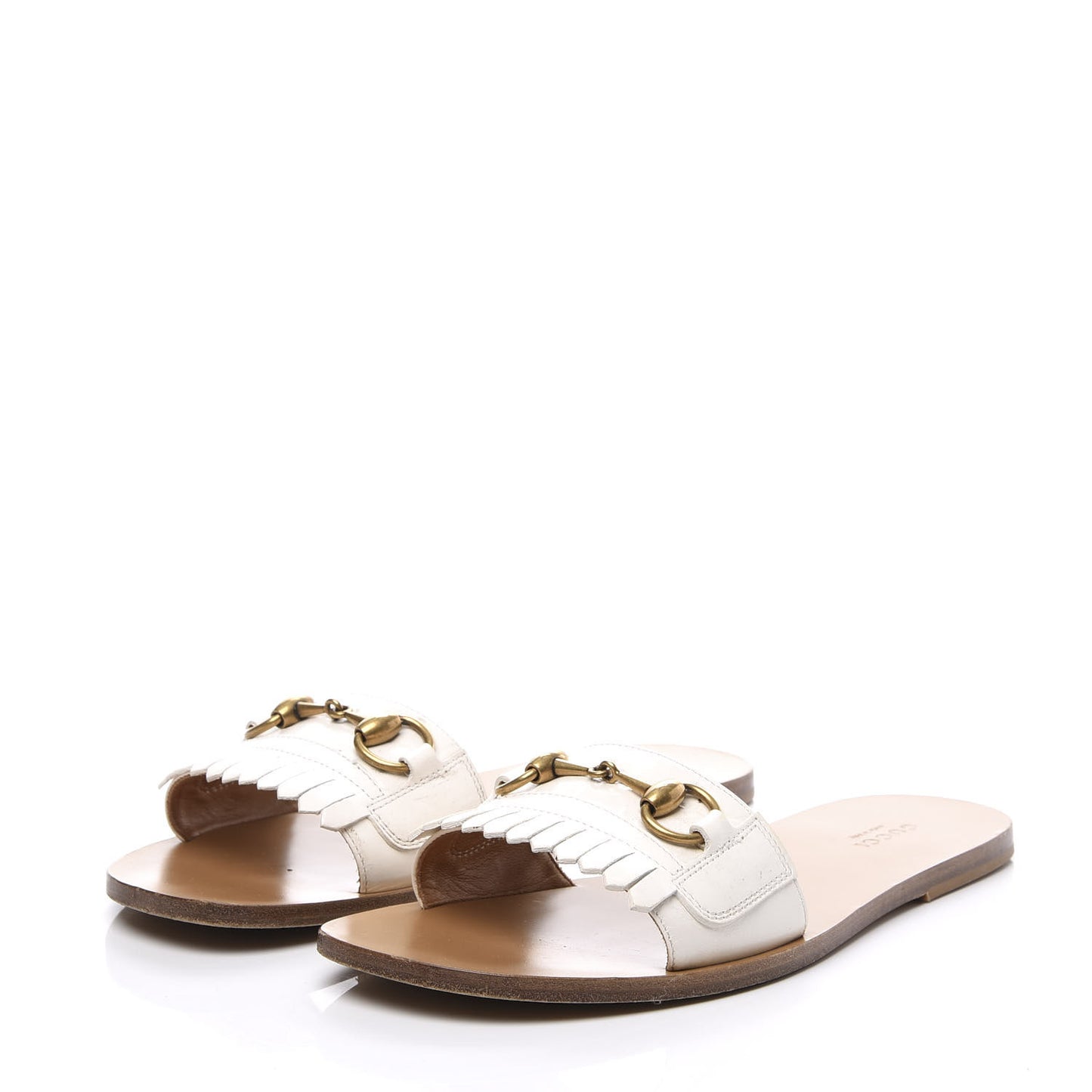 Malaga Kid Fringe Horsebit Slide Sandals 39.5 White