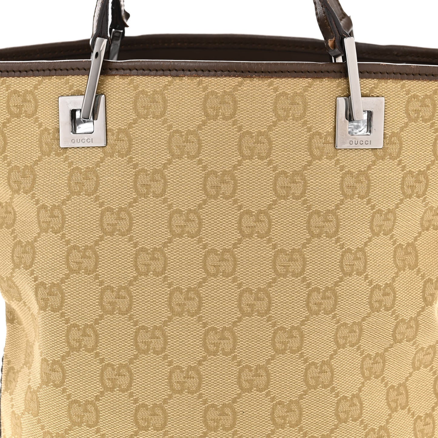 Monogram Small Bucket Tote Beige Dark Brown