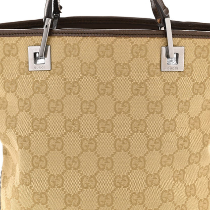 Gucci Monogram Small Bucket Tote Beige Dark Brown 8 of 14