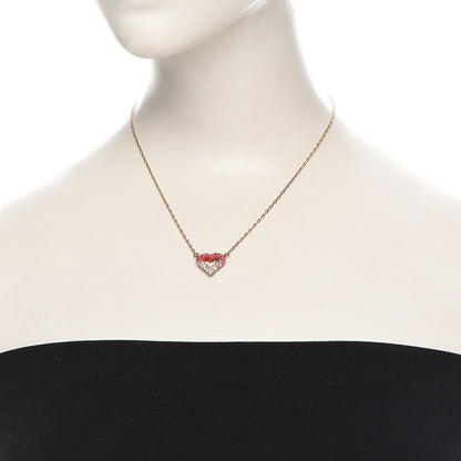 Louis Vuitton Swarovski LV and V Heart Strass Necklace Rose Gold 2 of 6