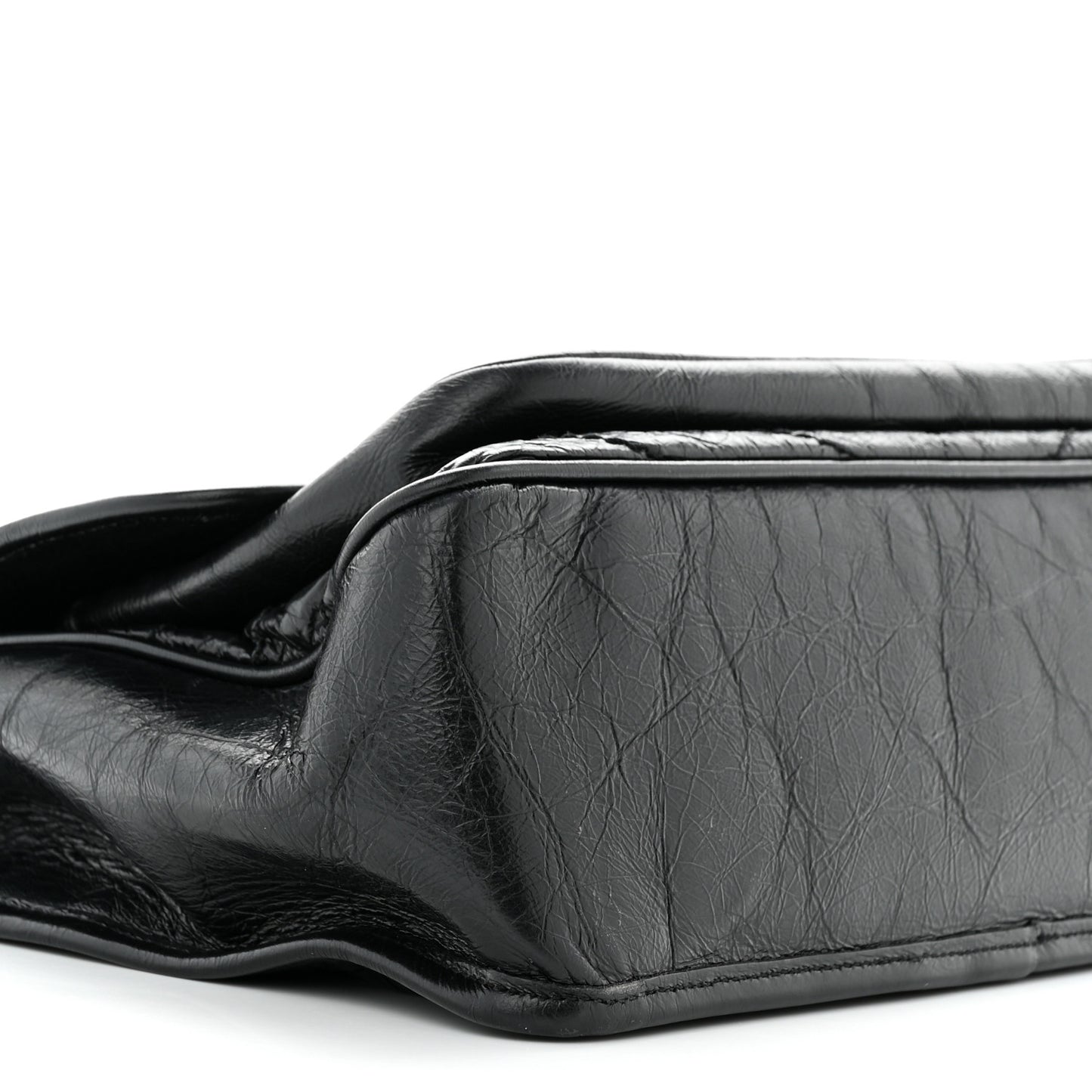 Crinkled Calfskin Matelasse Monogram Medium Niki Chain Satchel Black