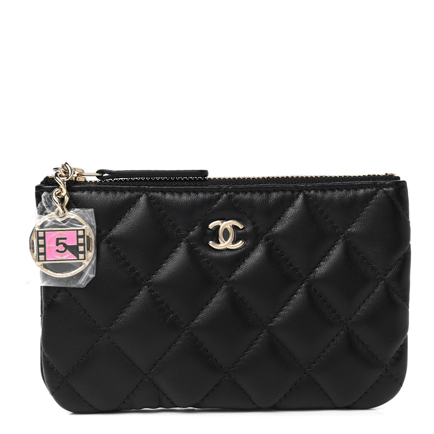 Chanel Lambskin Quilted Small No. 5 Cosmetic Case Black 1 of 8