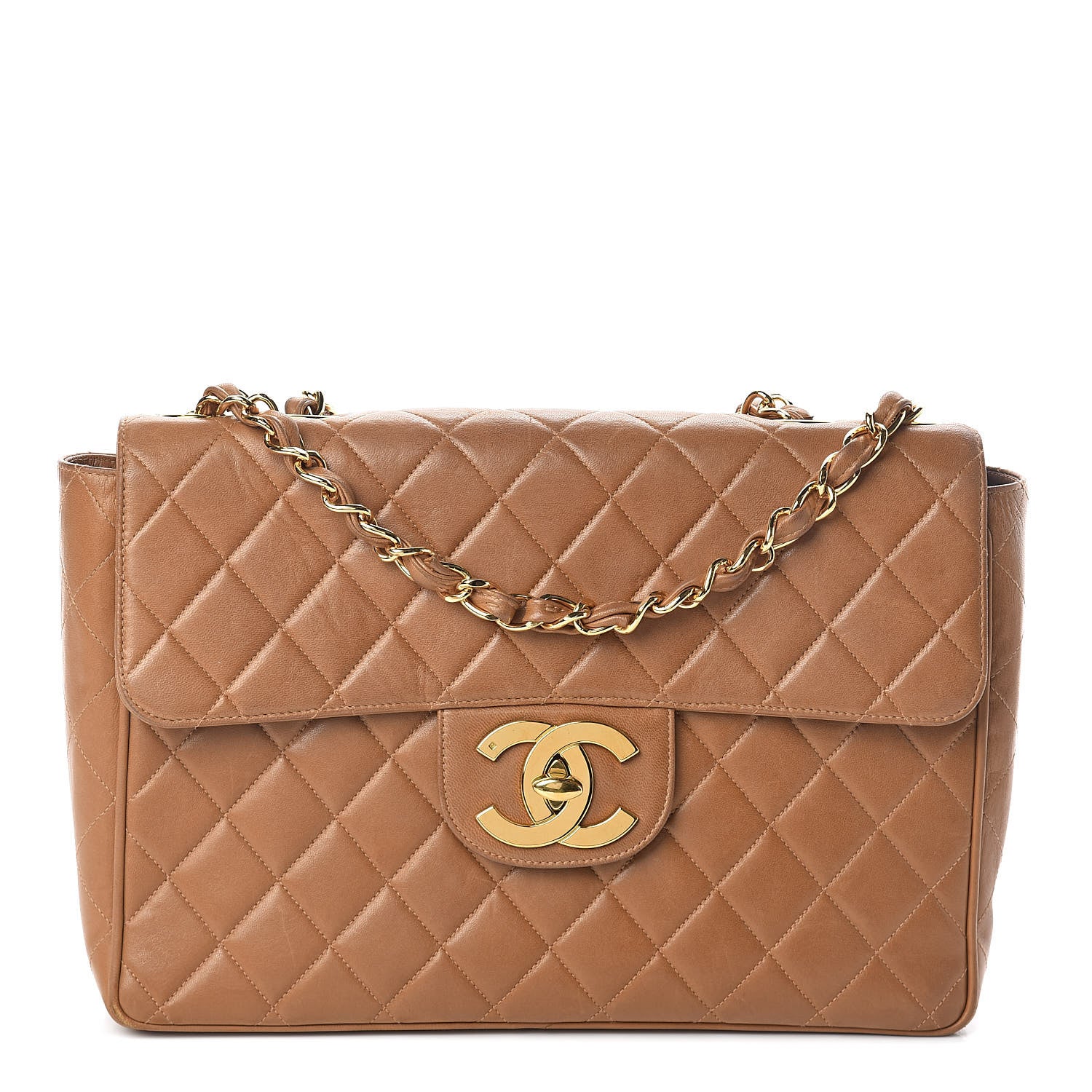 Chanel Lambskin Quilted Maxi Single Flap Dark Beige 1 of 11