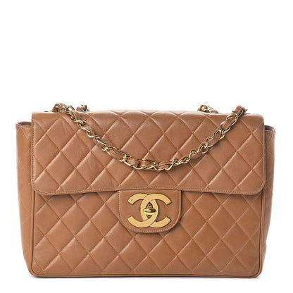 Chanel Lambskin Quilted Maxi Single Flap Dark Beige 1 of 11