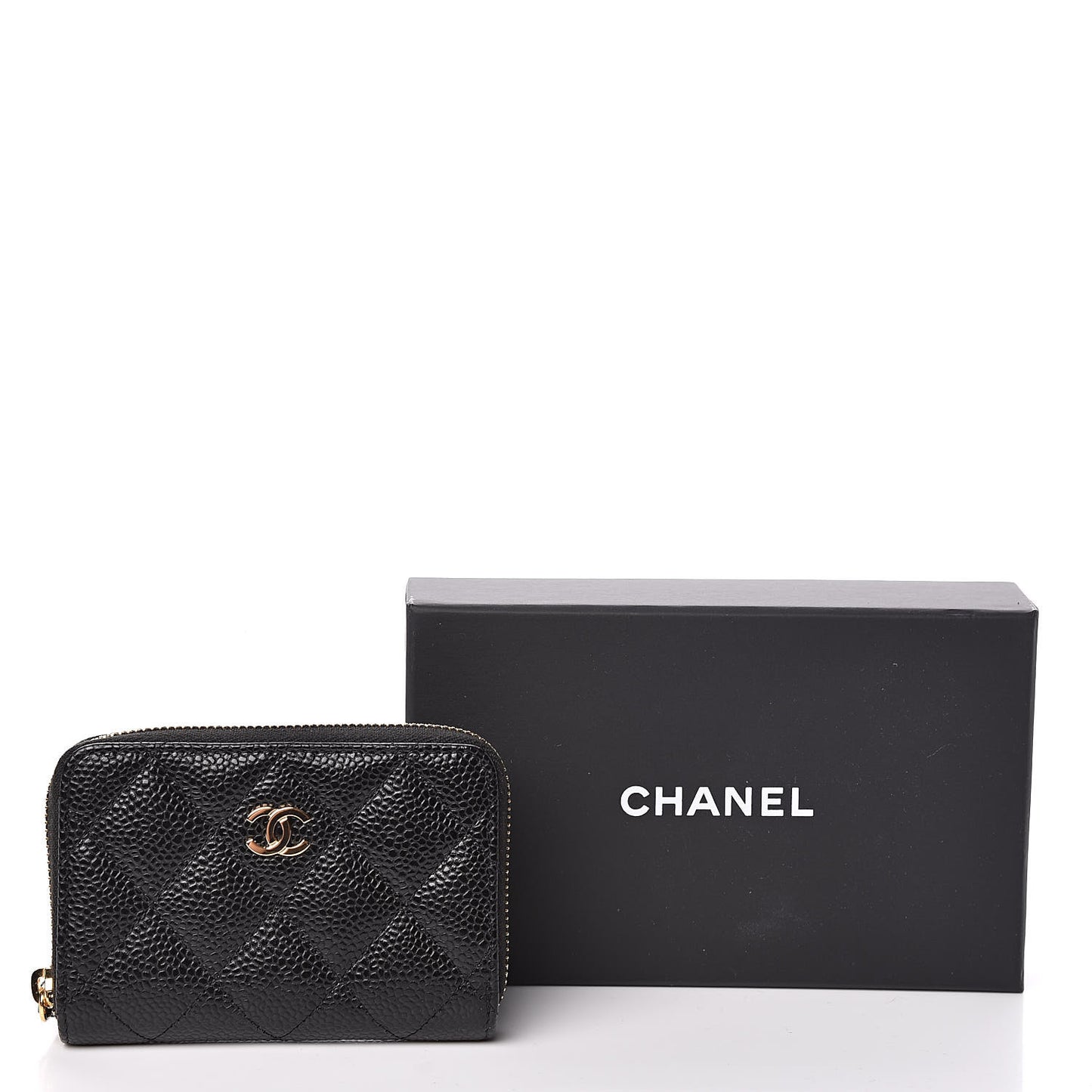 Caviar Quilted Zip Coin Purse Black