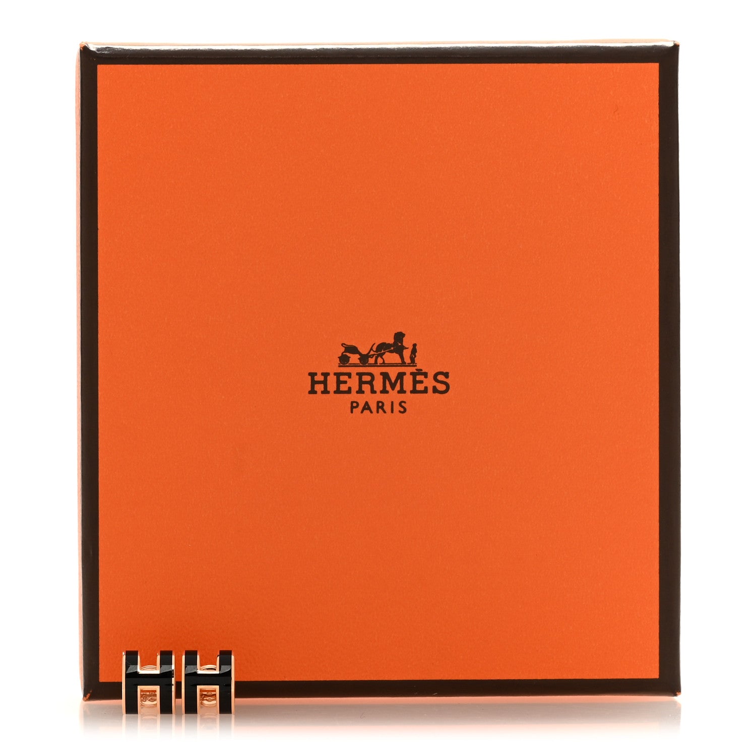 Hermes Rose Gold Lacquered Mini Pop H Earrings Black 5 of 5