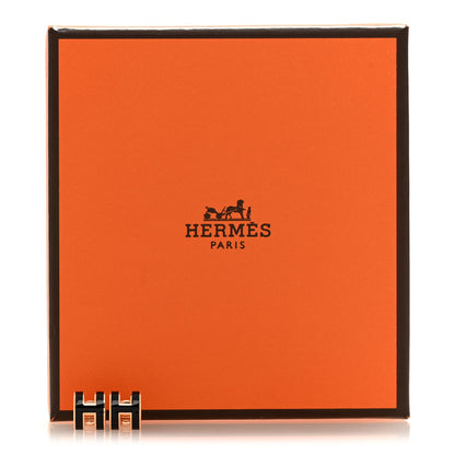 Hermes Rose Gold Lacquered Mini Pop H Earrings Black 5 of 5