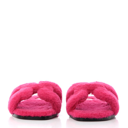 Hermes Woolskin Oran Sandals 38 Rose Fuchsia 2 of 12