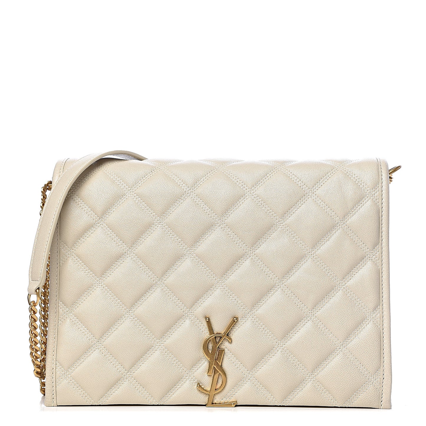 Lambskin Quilted Small Becky Chain Bag Blanc Vintage