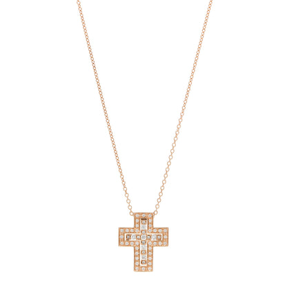 Damiani 18K Rose Gold Diamond Belle Epoque Cross Pendant Necklace 1 of 5