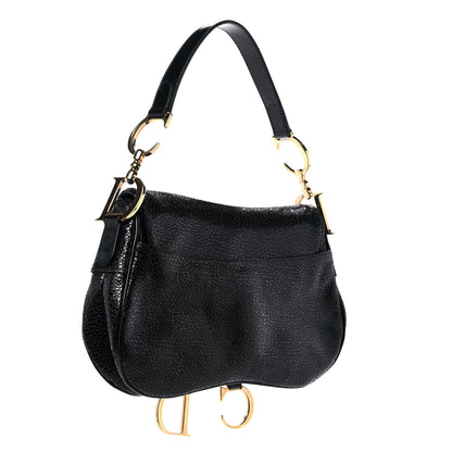 Christian Dior Calfskin Stingray Embossed Double Saddle Bag Black 2 of 10