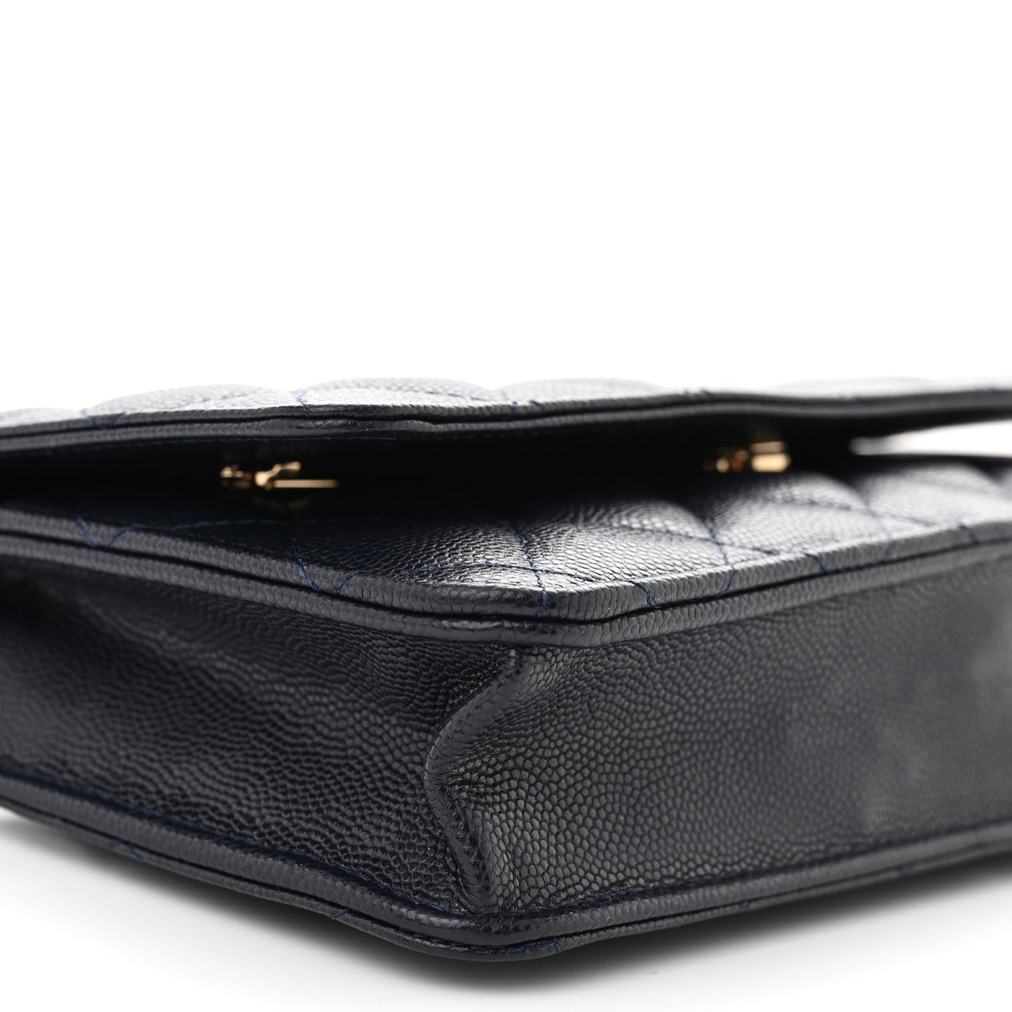 Caviar Quilted Wallet on Chain WOC Navy Blue