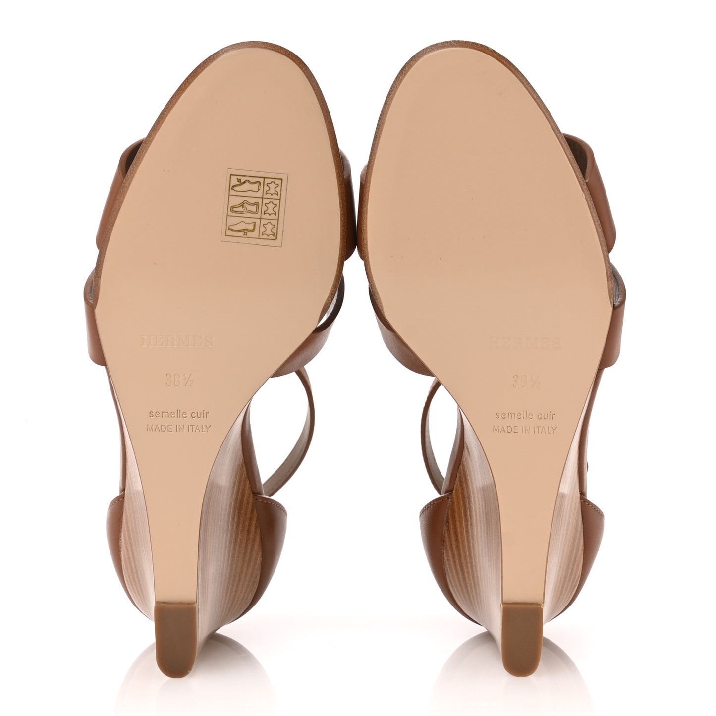 Calfskin Legend Wedge Sandals 38.5 Gold