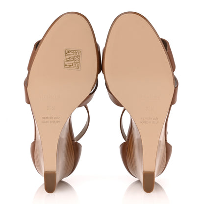 Hermes Calfskin Legend Wedge Sandals 38.5 Gold 6 of 10