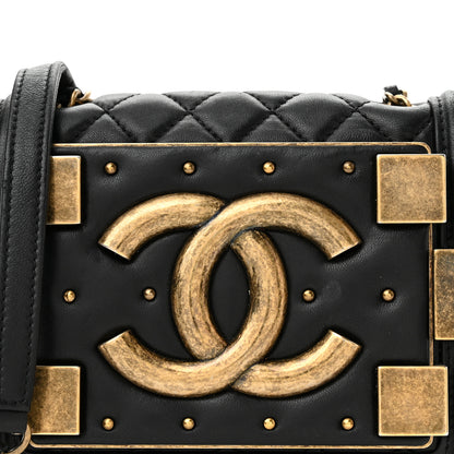 Chanel Lambskin Quilted Boy Brick Studded Flap Black 8 of 10