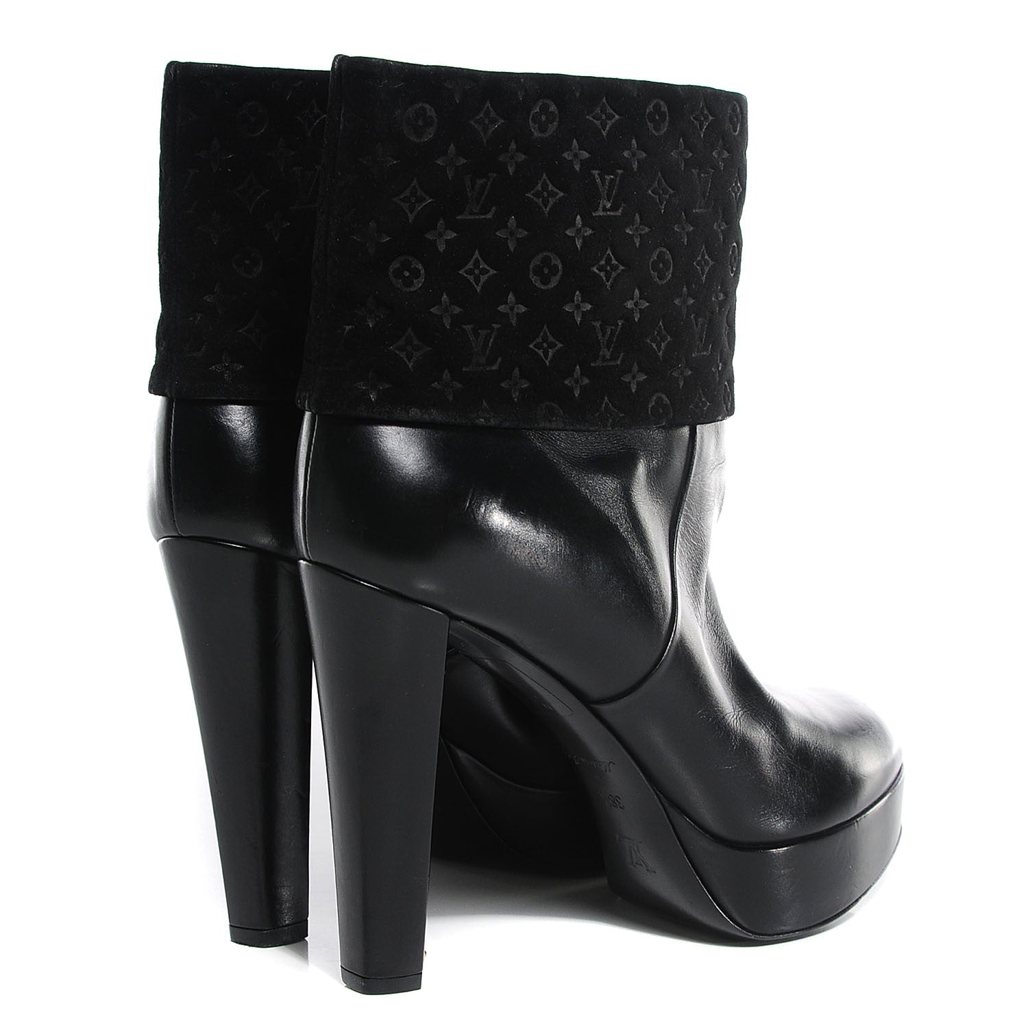 Louis Vuitton Calfskin Suede Art Deco Boots 38.5 Black 4 of 7