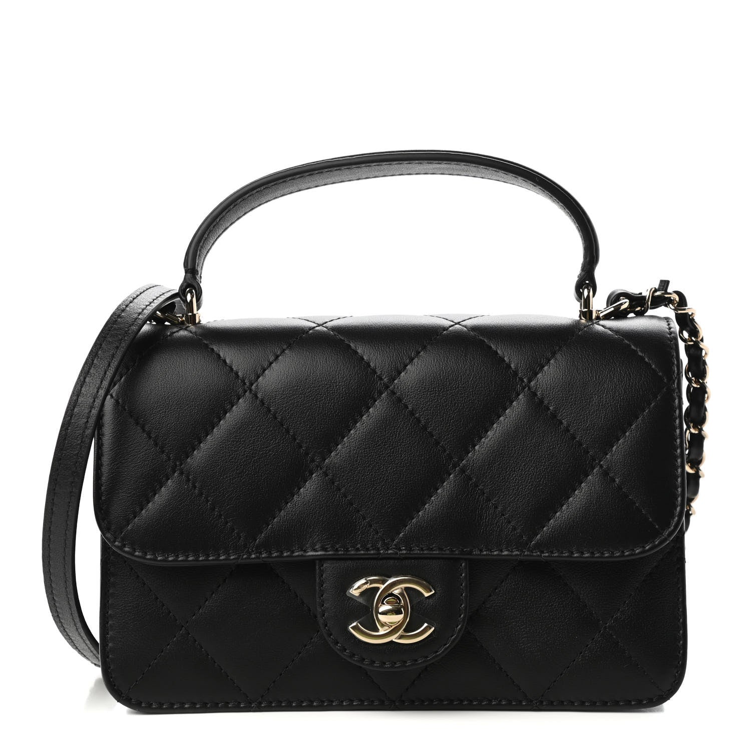 Chanel Calfskin Quilted Small Top Handle Flap Black 1 of 10