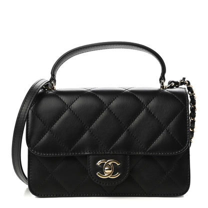 Chanel Calfskin Quilted Small Top Handle Flap Black 1 of 10