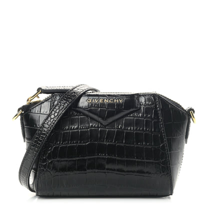 Givenchy Calfskin Crocodile Embossed Nano Antigona Black 1 of 8