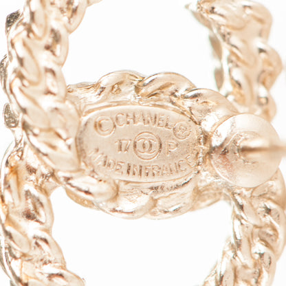 Chanel Crystal CC Earrings Gold Pink 4 of 4