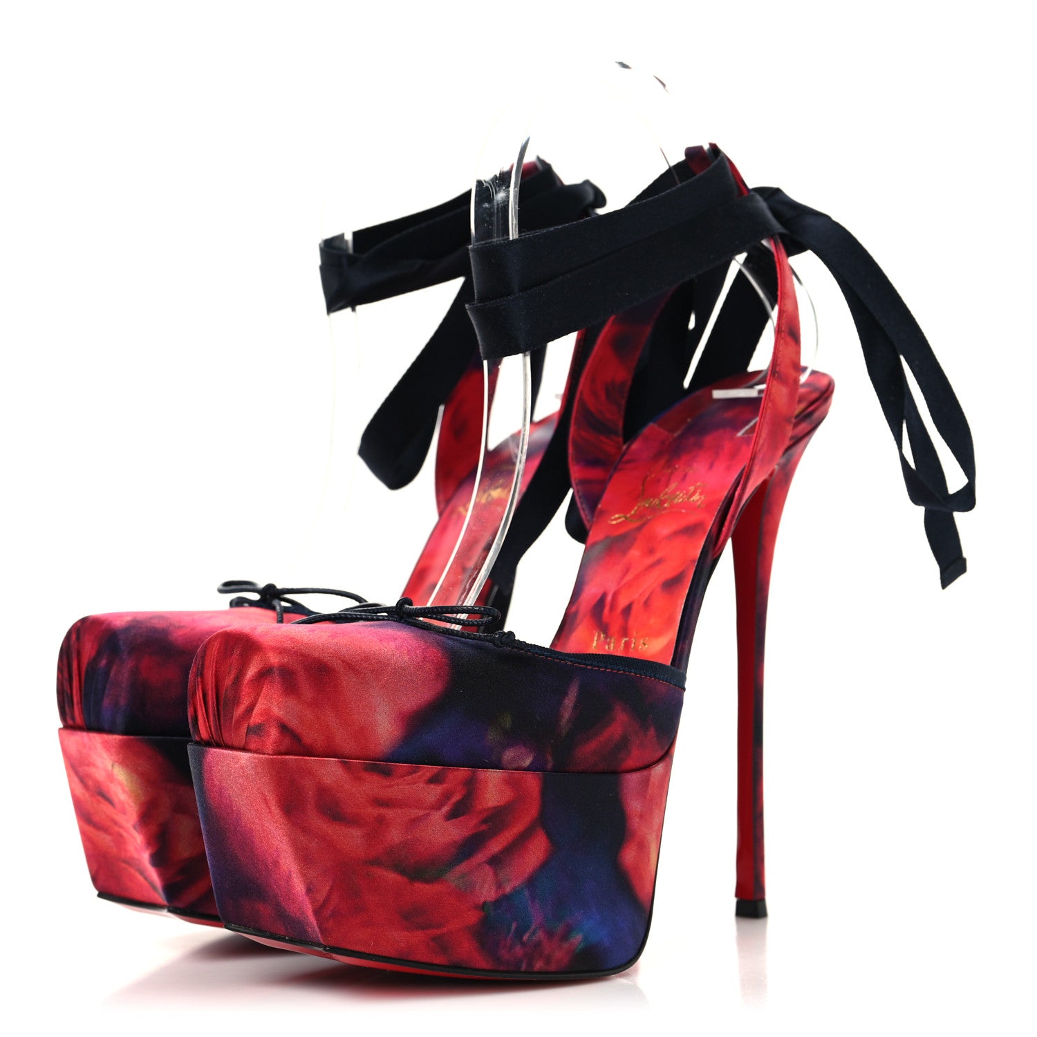 Christian Louboutin Crepe Satin Roses Cassia Lace Up 160 Pumps 40 Multicolor 4 of 8