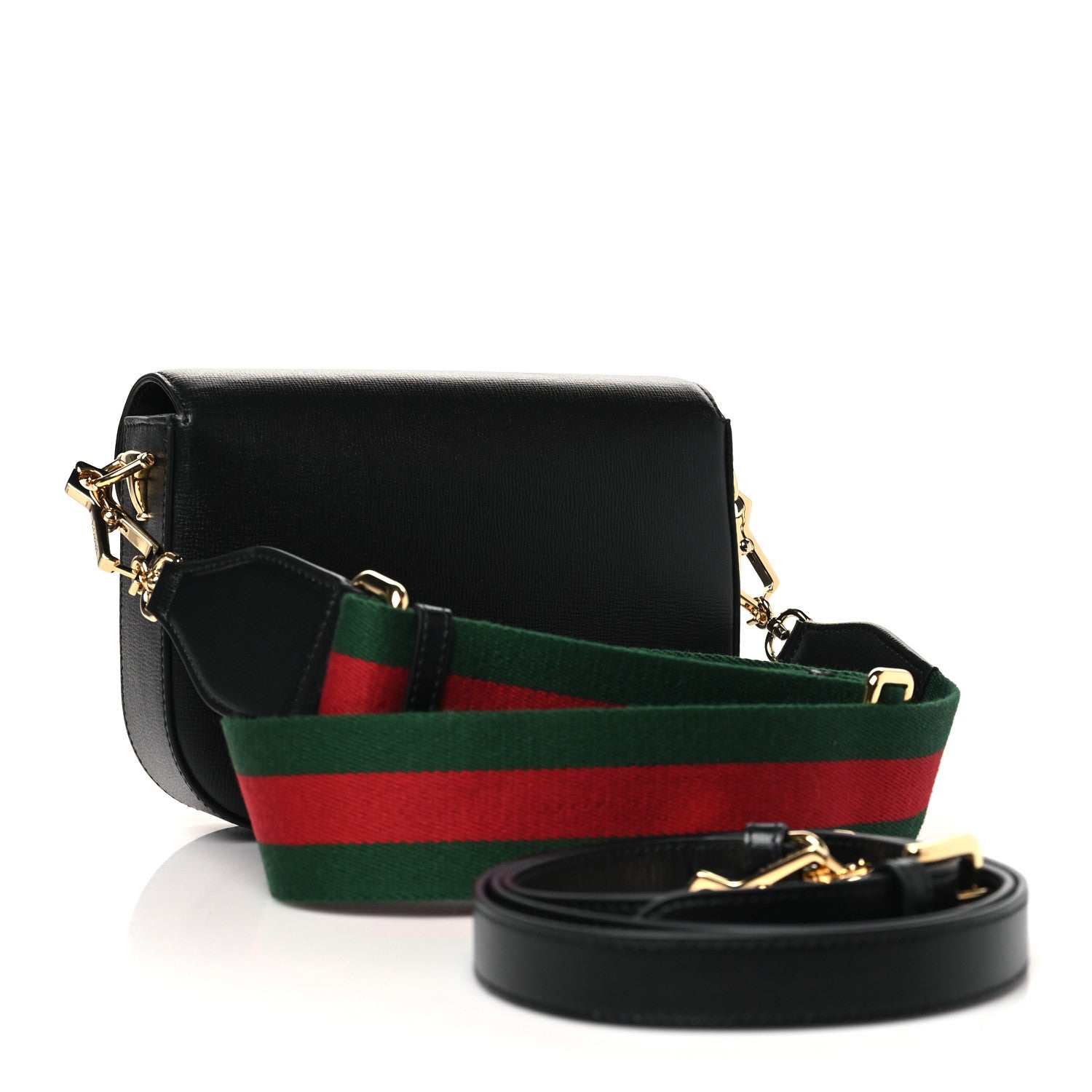 Gucci Azalea Calfskin Web Mini Horsebit 1955 Shoulder Bag Black 3 of 10