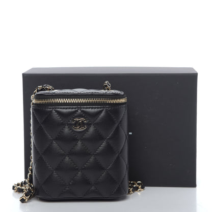 Chanel Lambskin Quilted Small Vertical Coco Beauty Vanity Case With Chain Black 10 of 10
