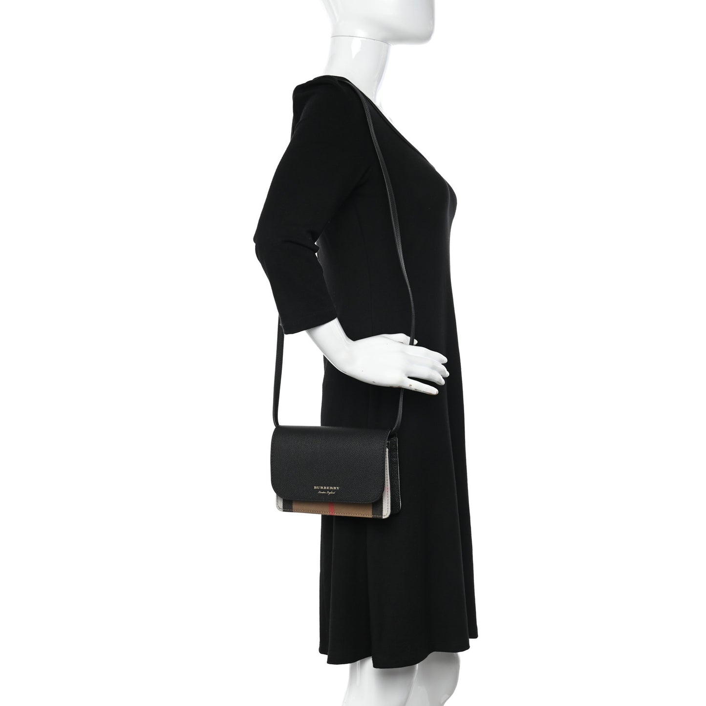 Derby Calfskin House Check Wallet On Chain Black