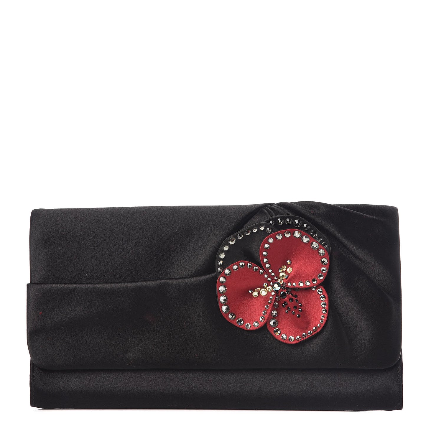 Satin Strass Alice Clutch Black