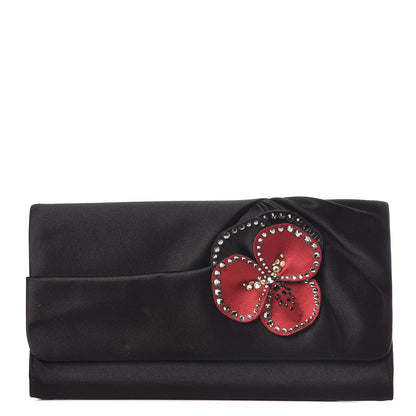 Christian Louboutin Satin Strass Alice Clutch Black 1 of 6