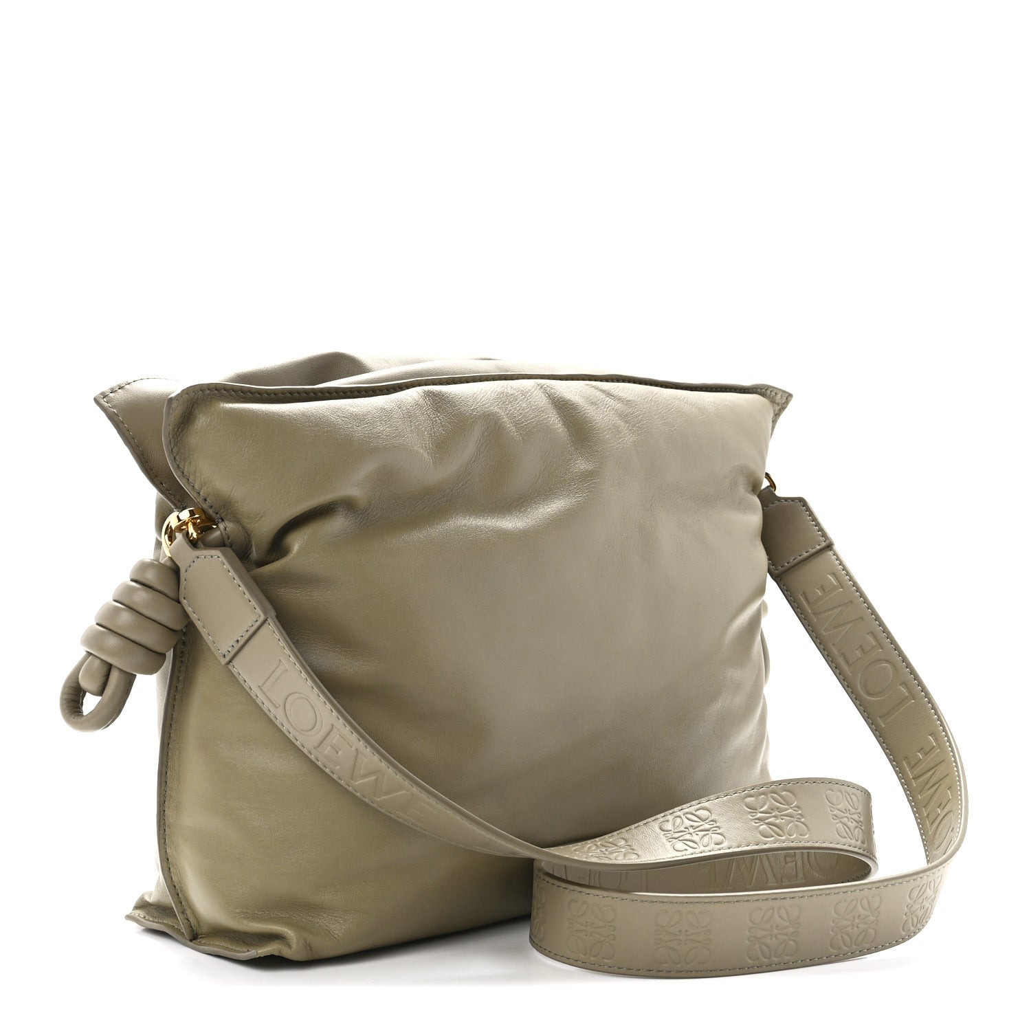 Loewe Shiny Nappa Lambskin Puffer Flamenco Knot Clutch Clay Green 3 of 11
