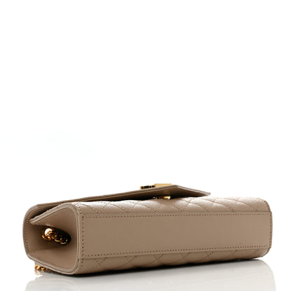 Saint Laurent Grain De Poudre Textured Mixed Matelasse Triquilt Small Monogram Satchel Dark Beige 4 of 11