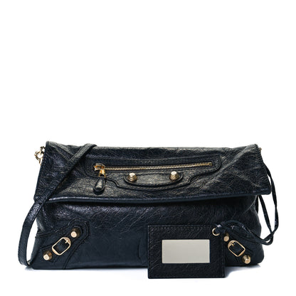 Balenciaga Agneau Giant 12 Gold Hardware Envelope Strap Clutch Black 1 of 7