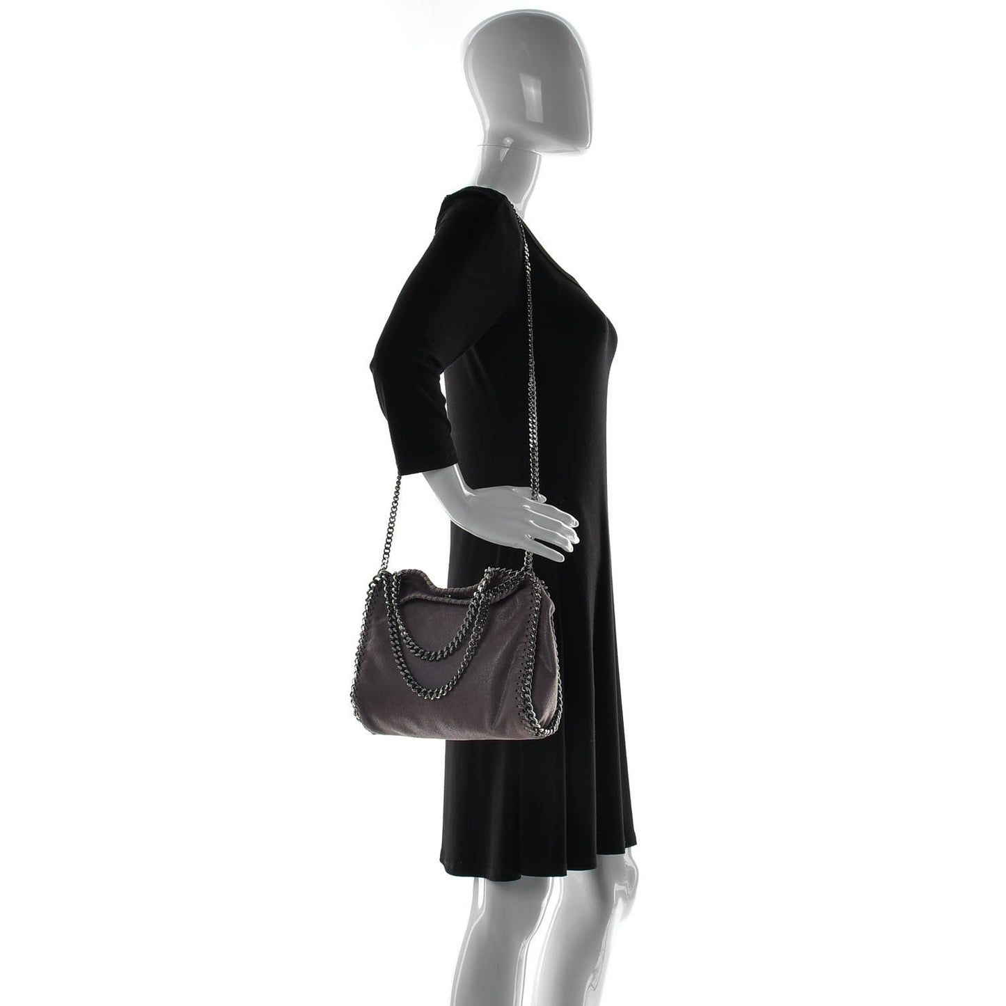 Shaggy Deer Mini Falabella Fold Over Tote Ash Grey