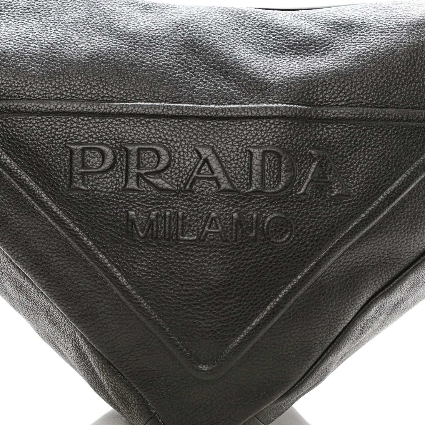 Vitello Daino Triangle Shoulder Bag Black