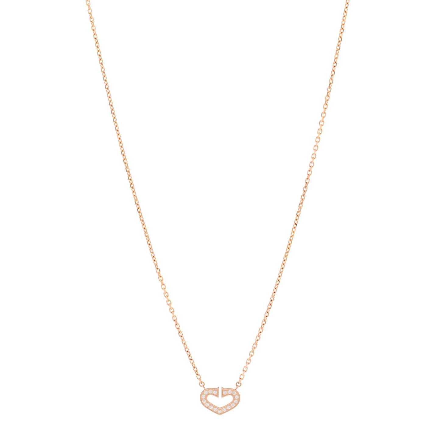 18K Pink Gold Diamond Hearts And Symbols Pendant Necklace
