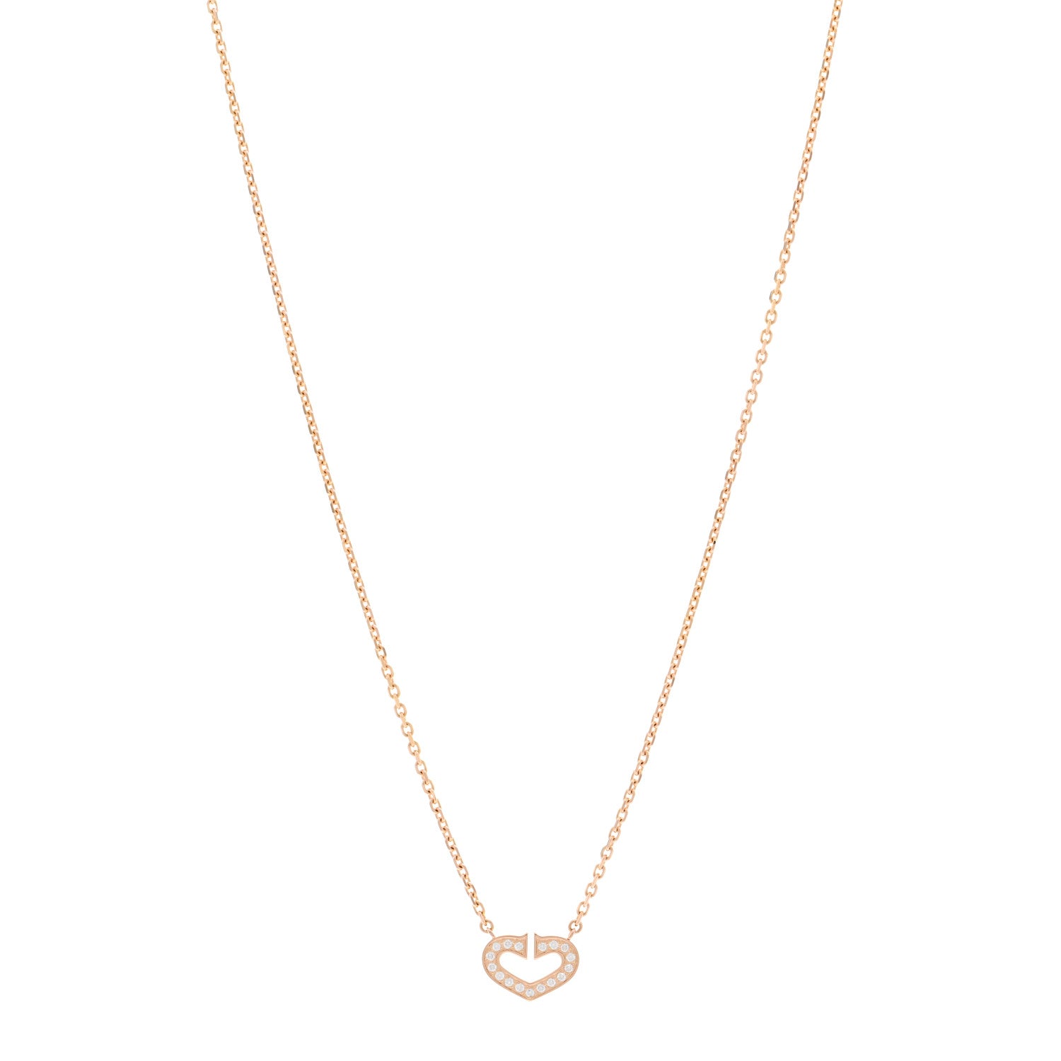 Cartier 18K Pink Gold Diamond Hearts And Symbols Pendant Necklace 1 of 4