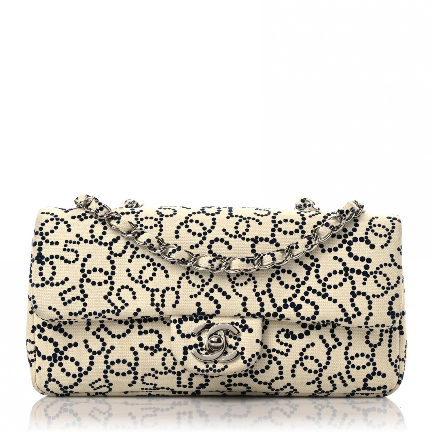 Chanel Canvas Medium Logo CC Flap Beige Black 1 of 11